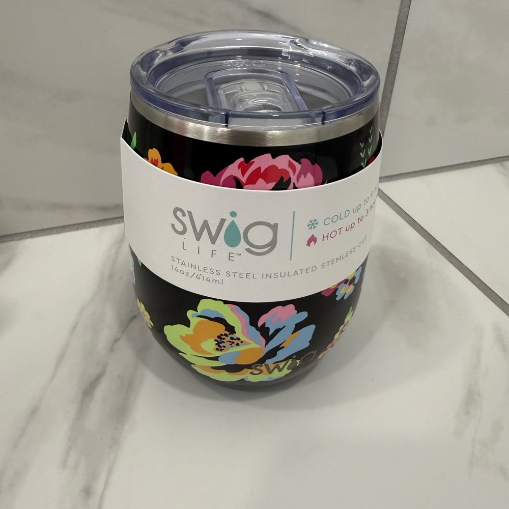 Swig Life Black Floral Insulated Tumbler